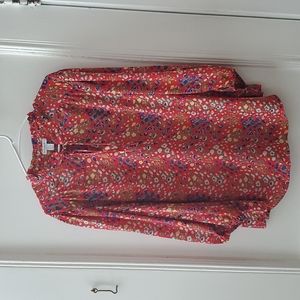 Ruffled Neck Floral Blouse